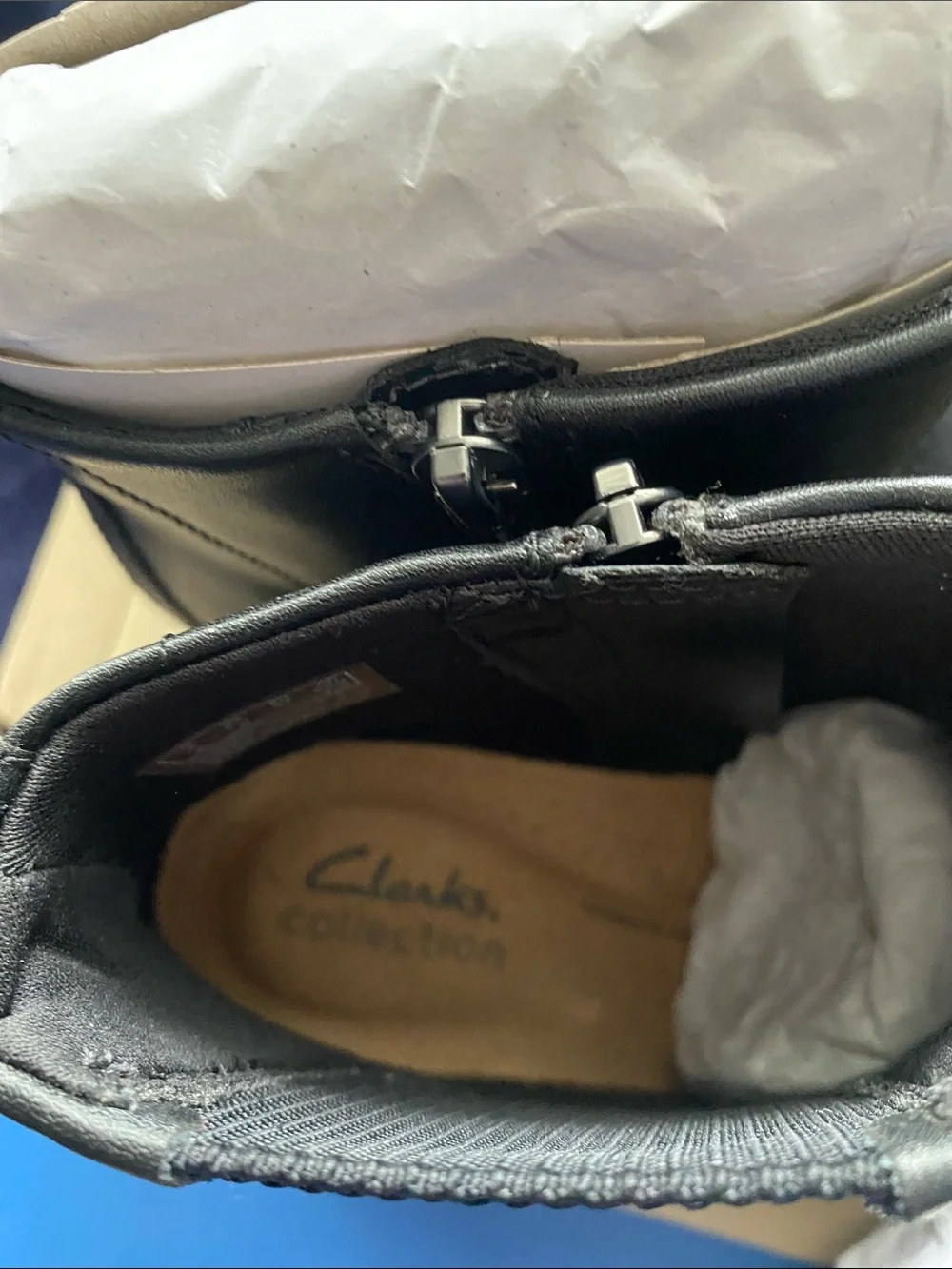 Clarks Black Slip-On Leather Ankle Boots